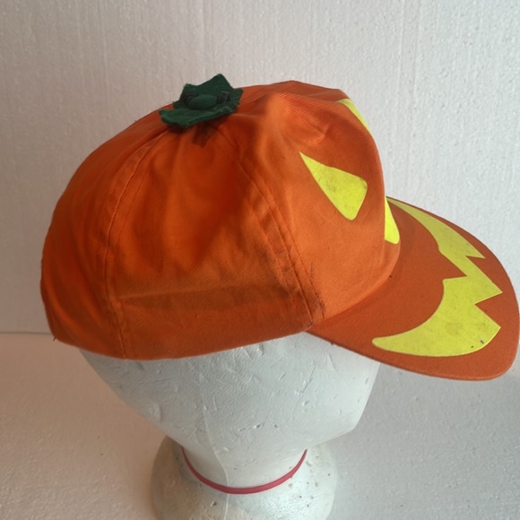 Glow in the dark hat jack-o’-lantern orange pumpkin cap Halloween kids one size - Picture 2 of 7
